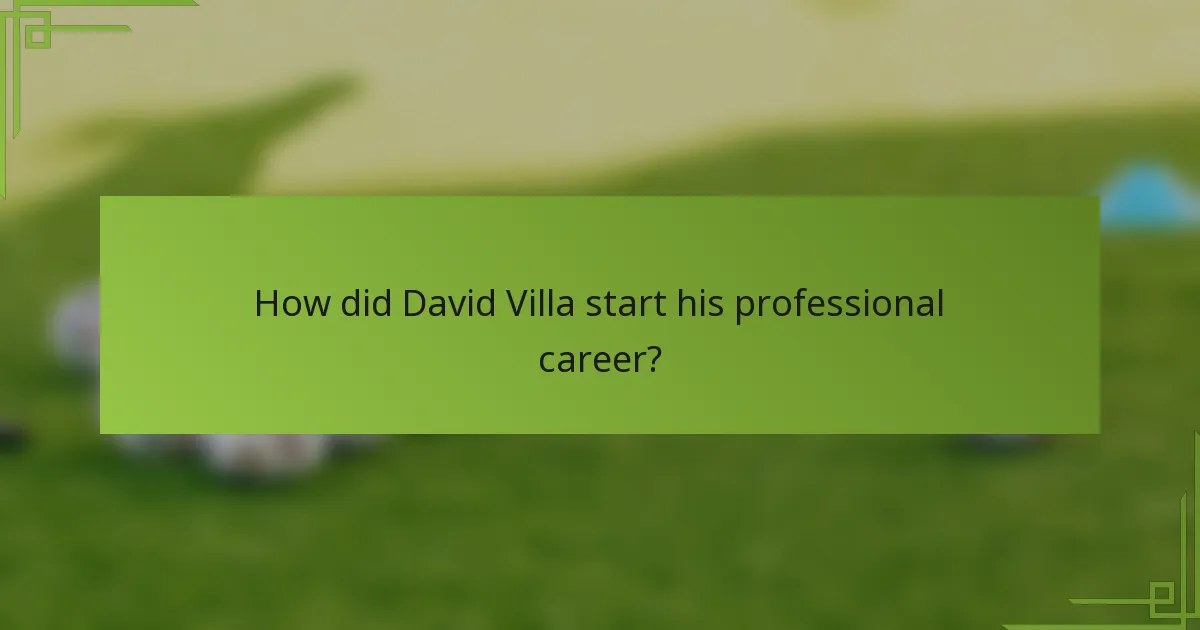 How did David Villa start his professional career?