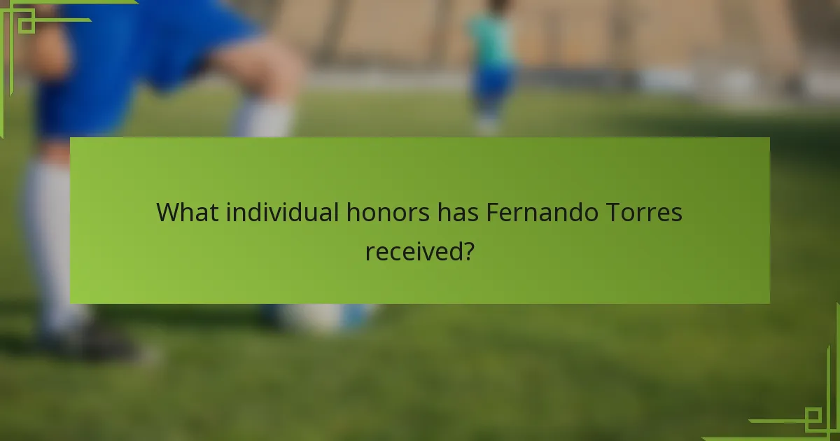 What individual honors has Fernando Torres received?
